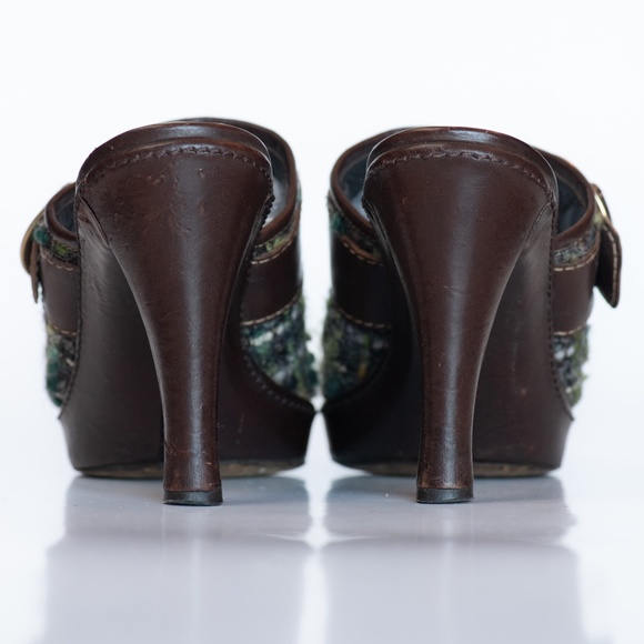 Coach Brown Tweed Claude Mules - Picture 4 of 7